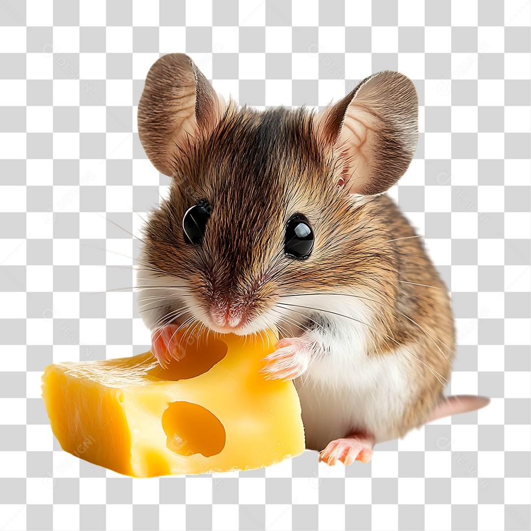 Rato Comendo Queijo PNG Transparente