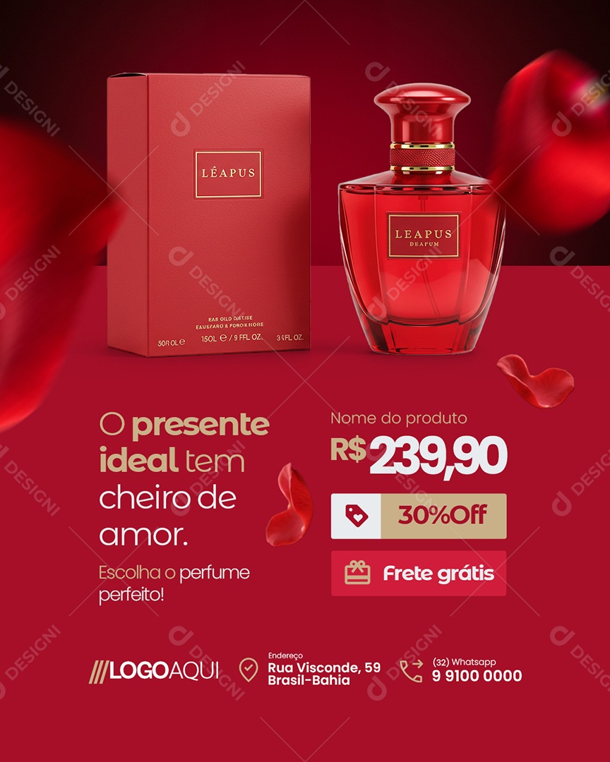 Perfume O Presente Ideal Tem Cheiro de Amor Social Media PSD Editável