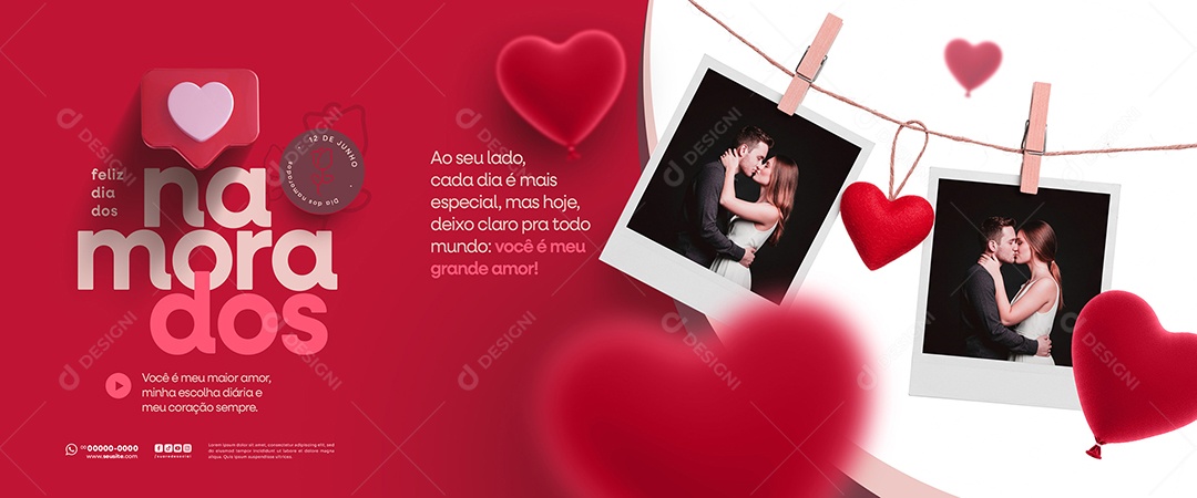 Carrossel Feliz Dia dos Namorados 12 de junho Social Media PSD Editável