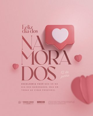 Feliz Dia dos Namorados 12 de junho Social Media PSD Editável