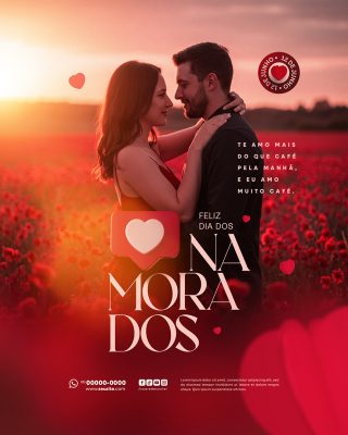 Feliz Dia dos Namorados 12 de junho Social Media PSD Editável