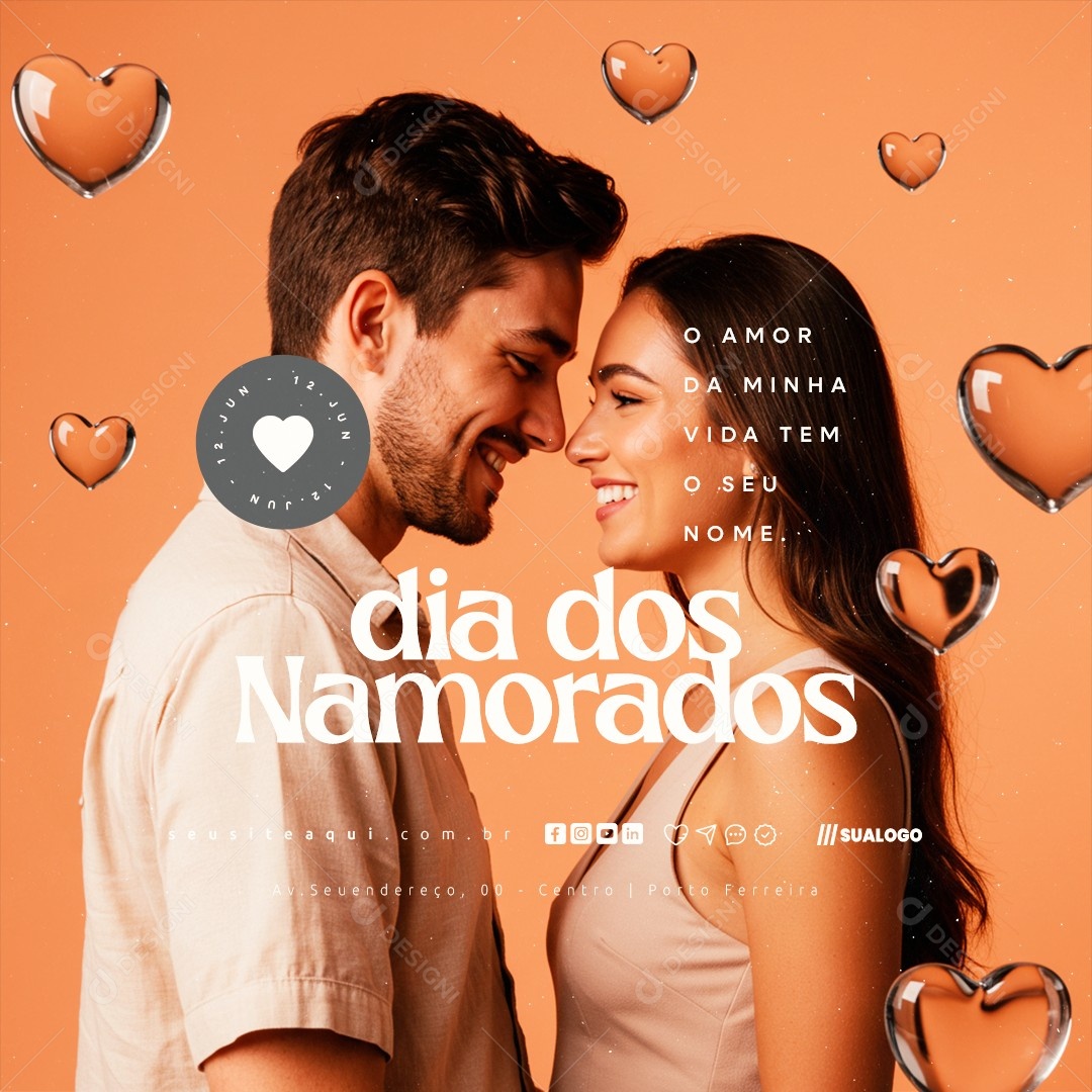 Feliz Dia dos Namorados 12 de Junho Social Media PSD Editável
