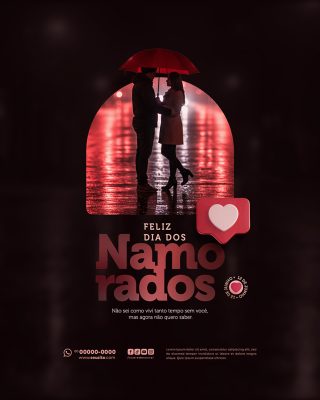 Feliz Dia dos Namorados 12 de junho Social Media PSD Editável