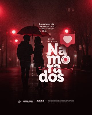 Feliz Dia dos Namorados 12 de junho Social Media PSD Editável