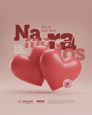 Feliz Dia dos Namorados 12 de junho Social Media PSD Editável