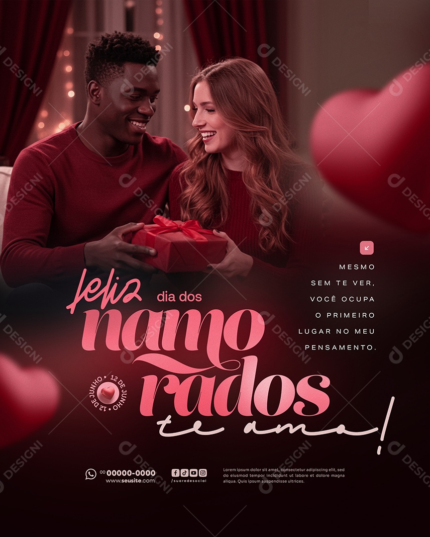 Feliz Dia dos Namorados 12 de junho Social Media PSD Editável