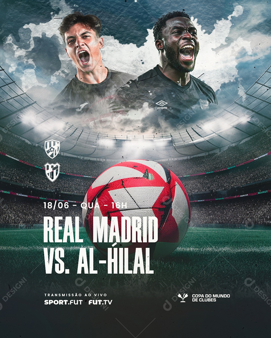 Copa do Mundo de Clubes Real Madrid VS Al Hilal Social Media PSD Editável