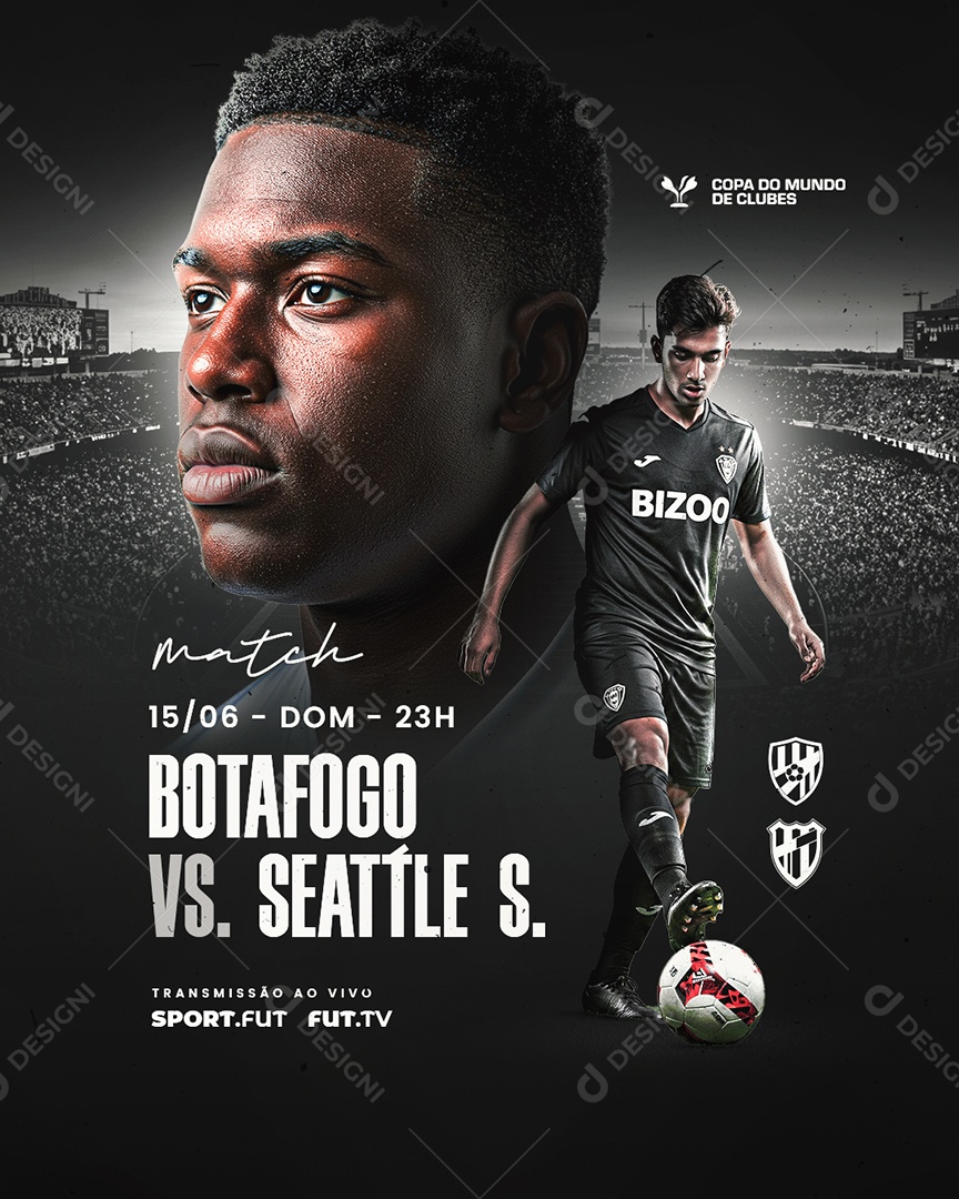 Copa do Mundo de Clubes Match Botafogo VS Seattle Social Media PSD Editável
