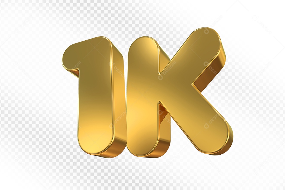 Elemento 3D Número 1K Dourado Para Composição PSD