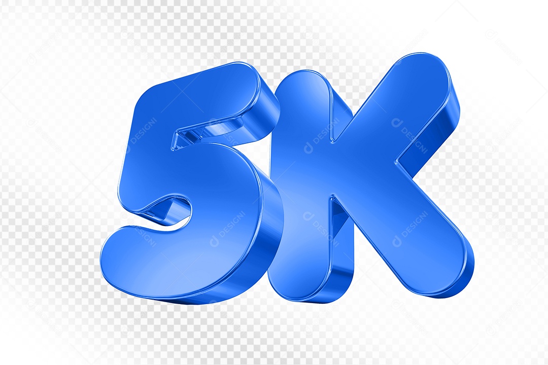 Elemento 3D Número 5K Azul Para Composição PSD