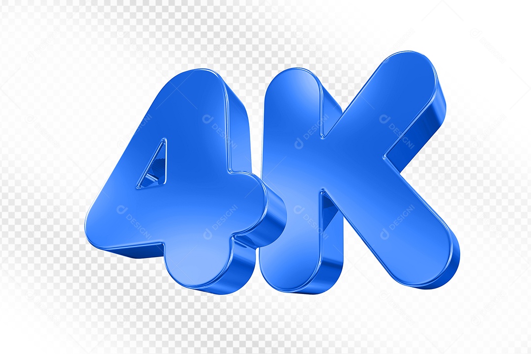 Elemento 3D Número 4K Azul Para Composição PSD