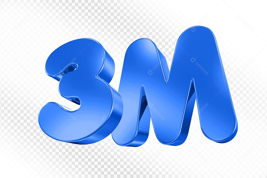 Elemento 3D Número 3M Azul Para Composição PSD
