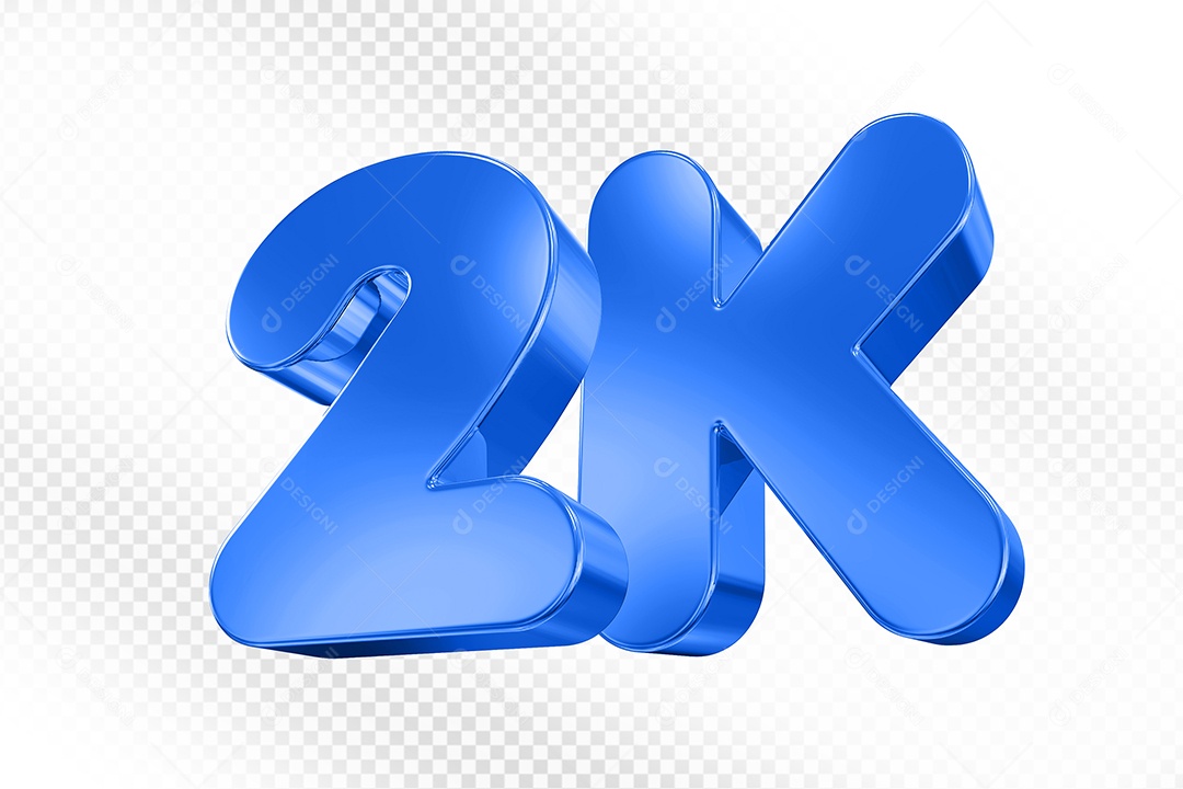 Elemento 3D Número 2K Azul Para Composição PSD