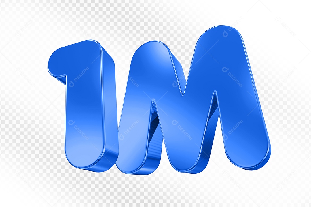 Elemento 3D Número 1M Azul Para Composição PSD