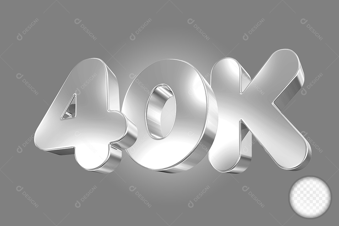 Elemento 3D Número 40K Cinza Para Composição PSD