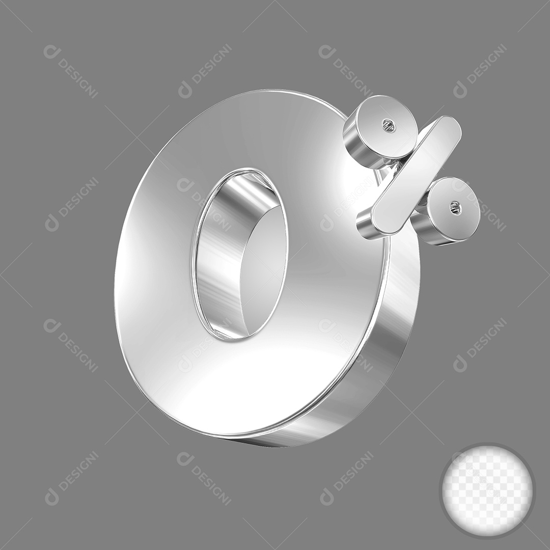 Elemento 3D Número 0% Cinza Para Composição PSD