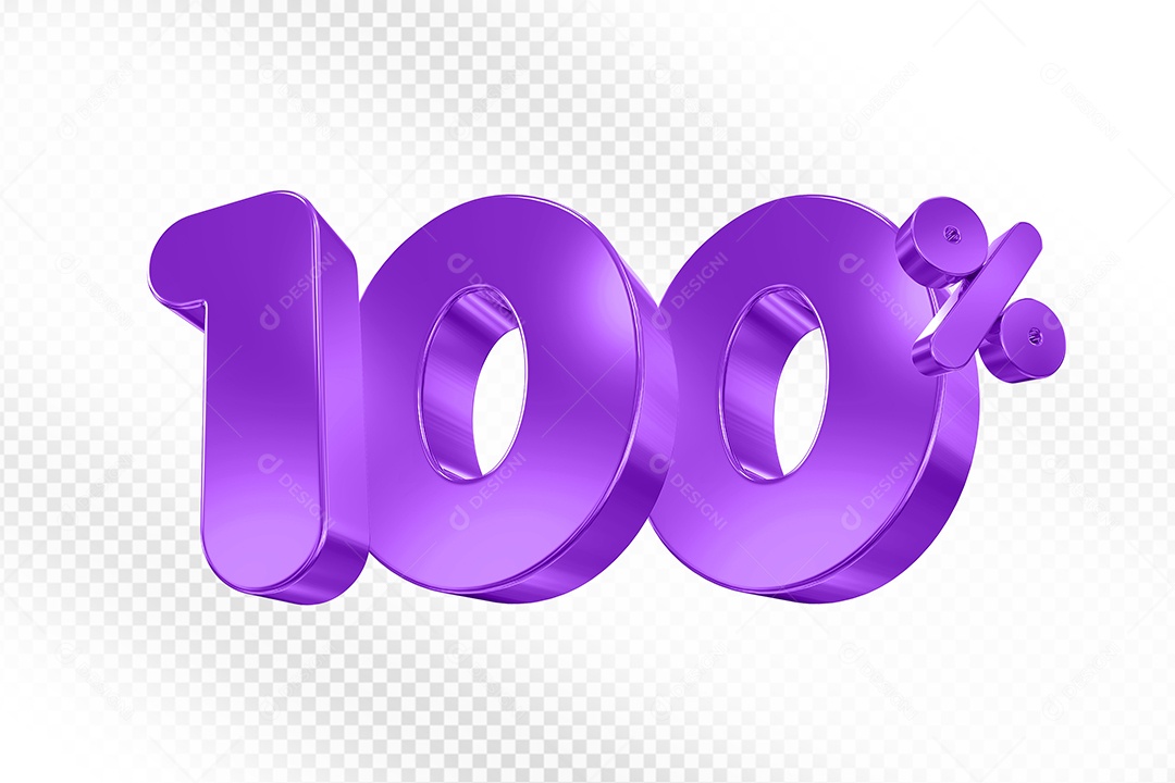 Elemento 3D Número 100% Roxo Para Composição PSD