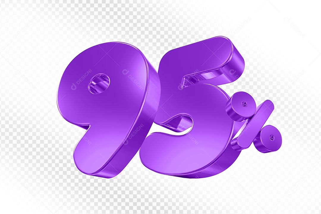 Elemento 3D Número 95% Roxo Para Composição PSD
