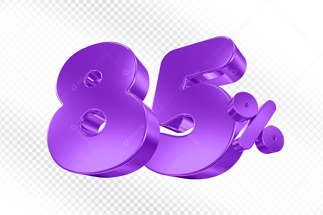 Elemento 3D Número 85% Roxo Para Composição PSD