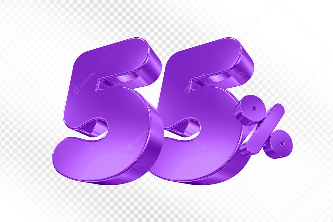 Elemento 3D Número 55% Roxo Para Composição PSD