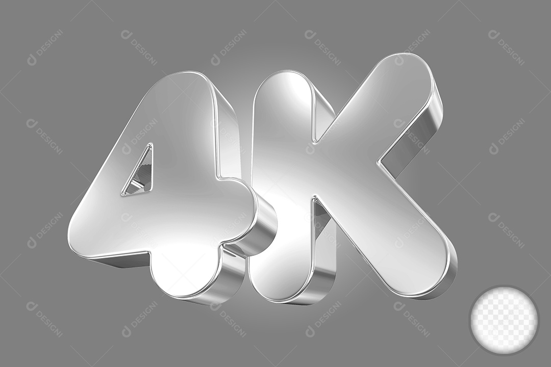 Elemento 3D Número 4K Cinza Para Composição PSD