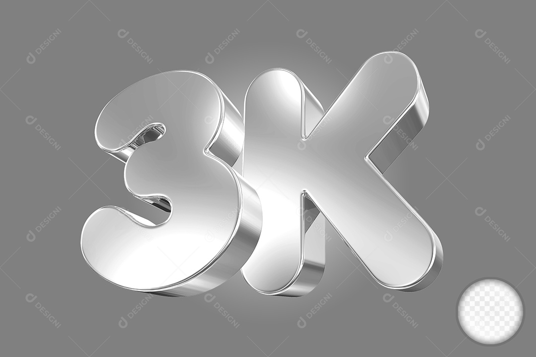 Elemento 3D Número 3K Cinza Para Composição PSD