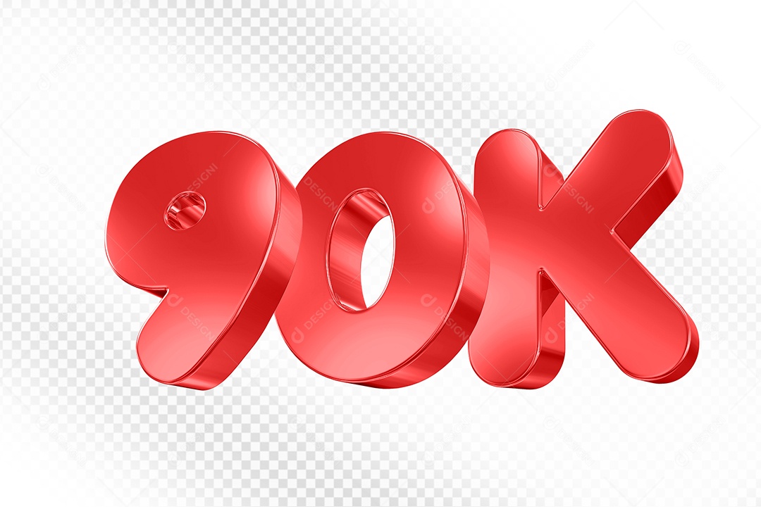 Elemento 3D Número 90K Vermelho Para Composição PSD