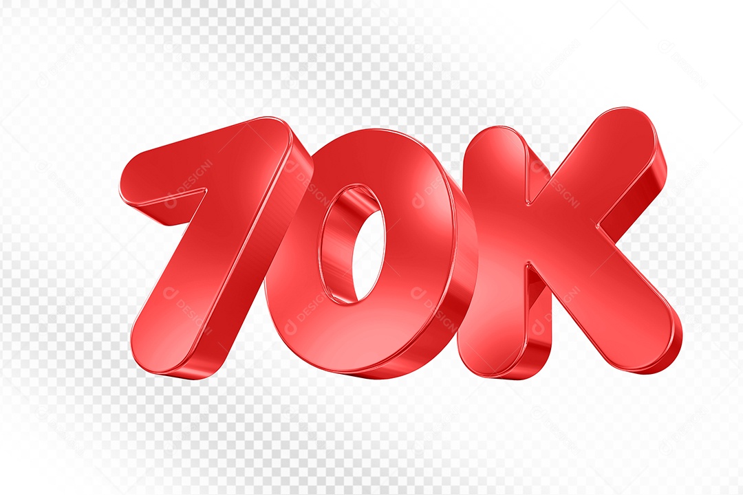 Elemento 3D Número 70K Vermelho Para Composição PSD