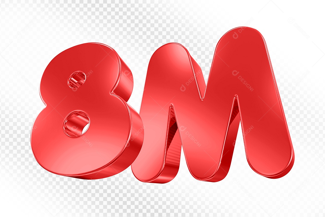 Elemento 3D Número 8M Vermelho Para Composição PSD
