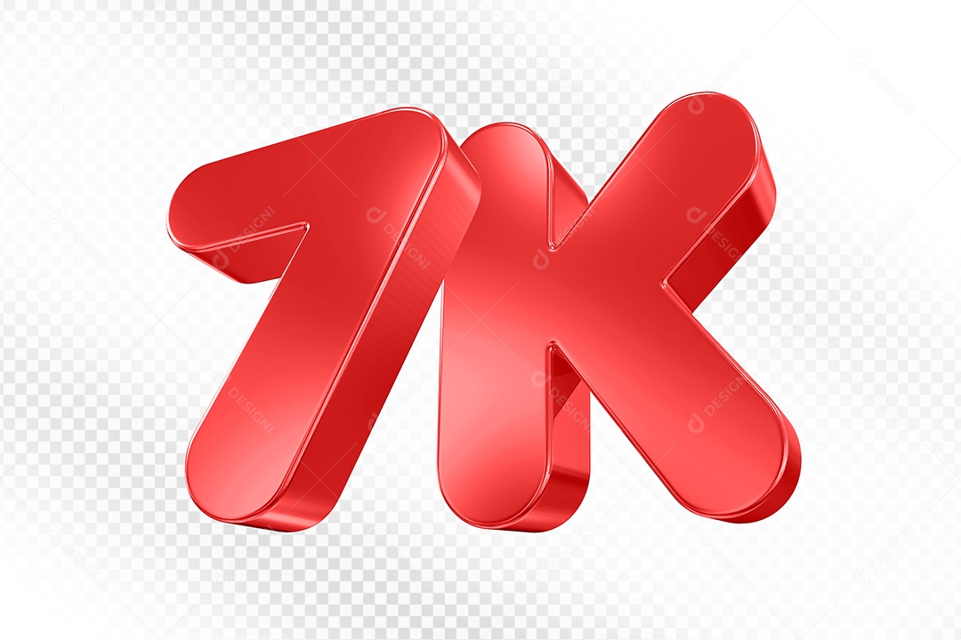 Elemento 3D Número 7K Vermelho Para Composição PSD