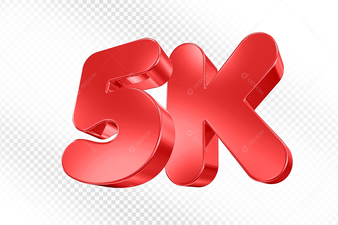 Elemento 3D Número 5K Vermelho Para Composição PSD