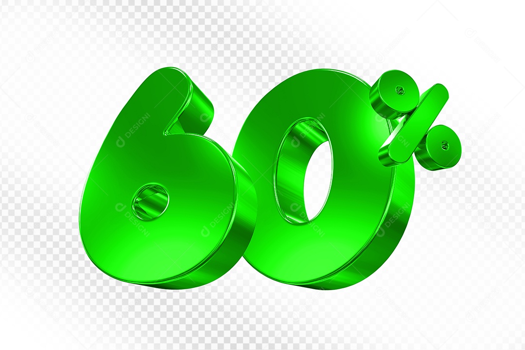 Elemento 3D Número 60% Verde Para Composição PSD