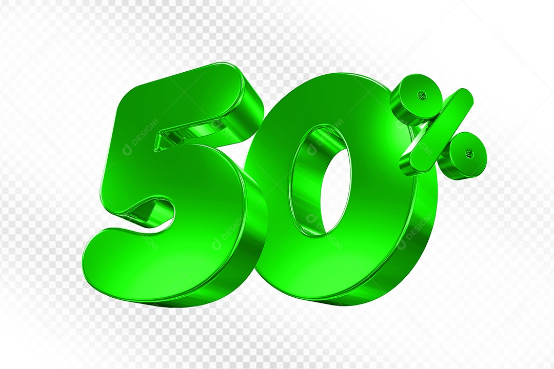 Elemento 3D Número 50% Verde Para Composição PSD