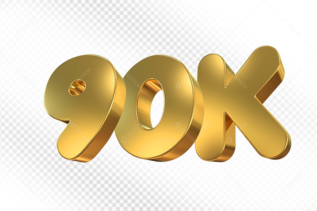 Elemento 3D Número 90K Dourado Para Composição PSD