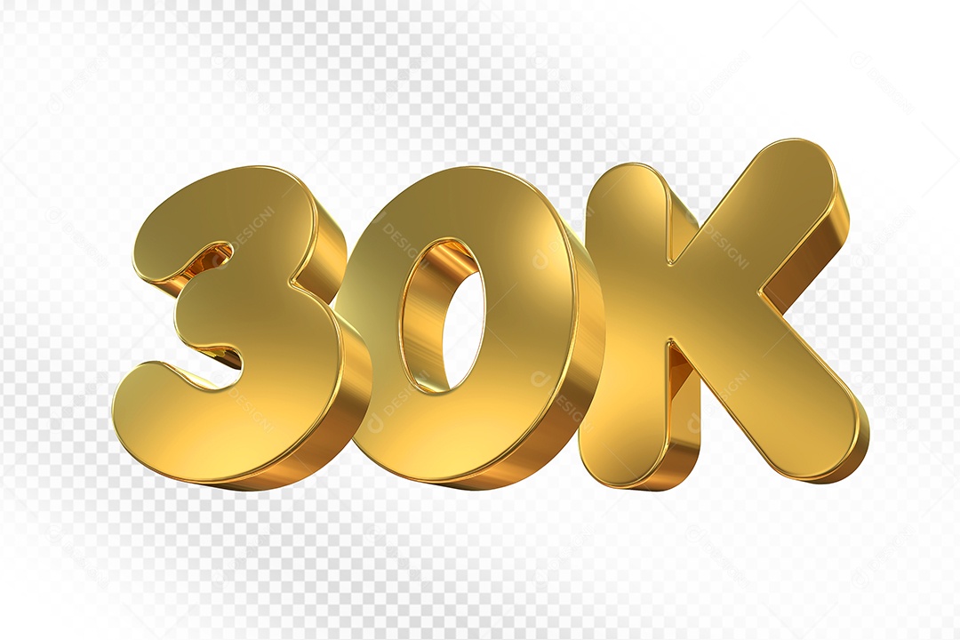 Elemento 3D Número 30K Dourado Para Composição PSD