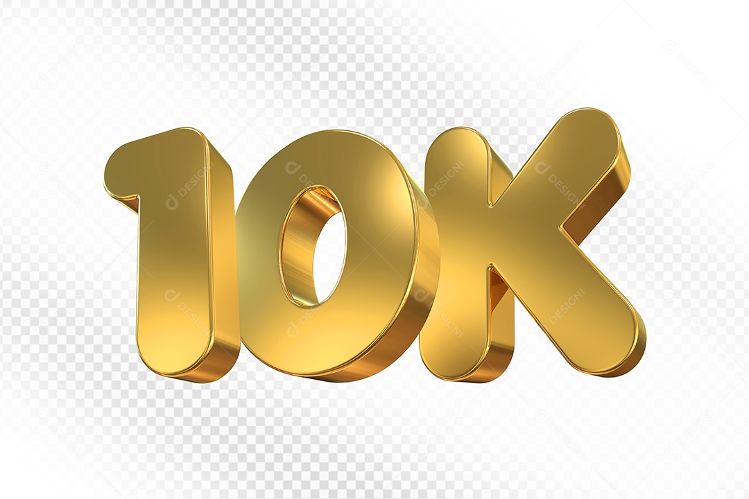 Elemento 3D Número 10K Dourado Para Composição PSD
