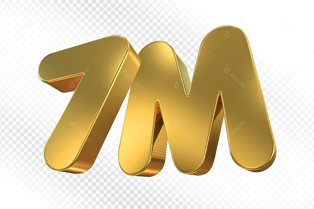 Elemento 3D Número 7M Dourado Para Composição PSD