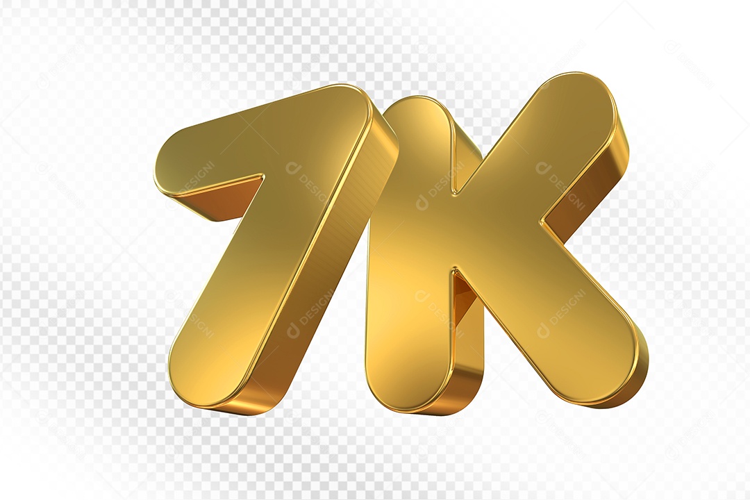 Elemento 3D Número 7K Dourado Para Composição PSD