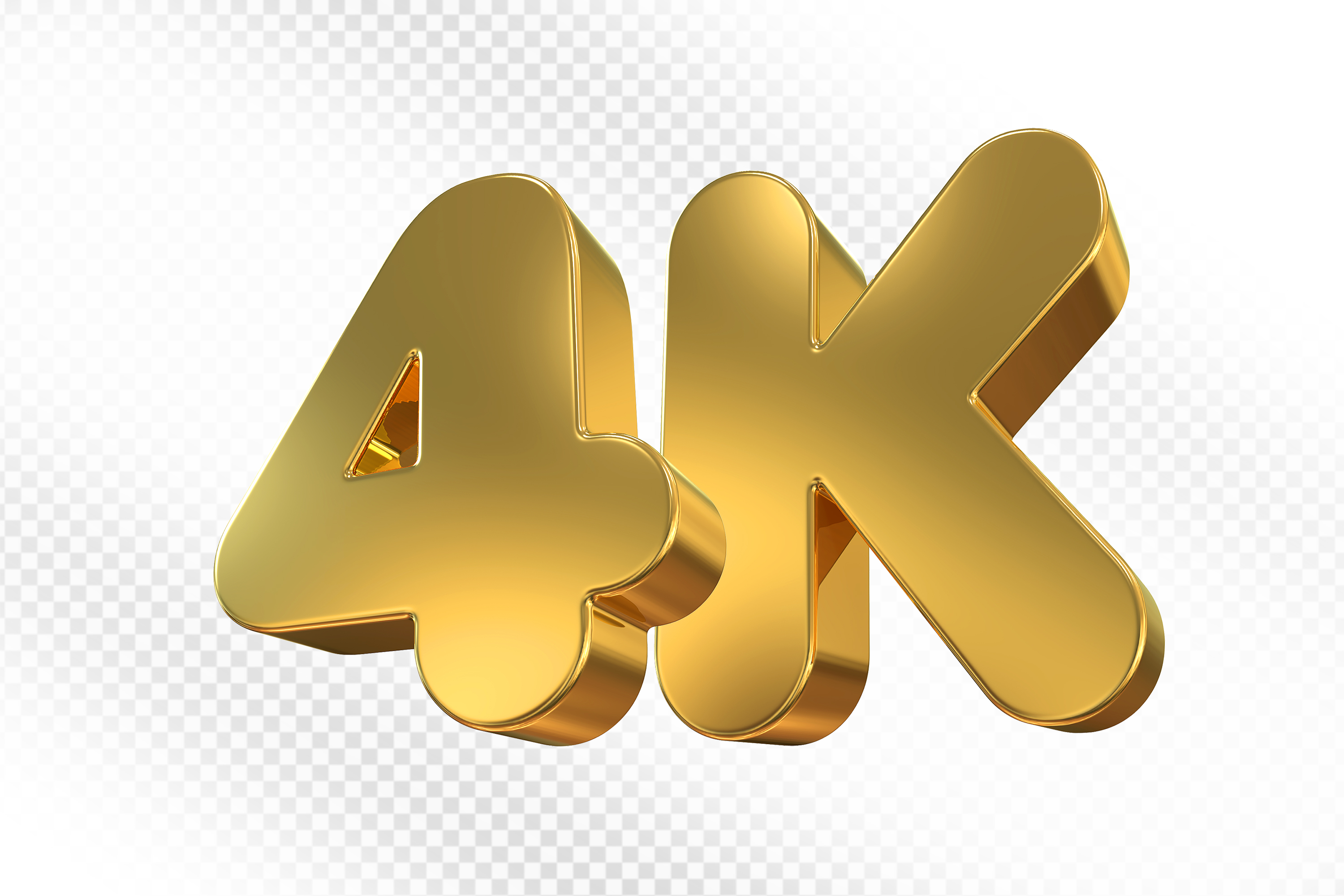 Elemento 3D Número 4K Dourado Para Composição PSD