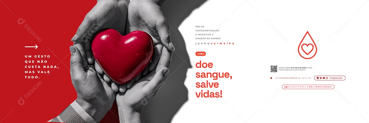 Carrossel Junho Vermelho Mês de Conscientização e Incetivo a Doação de Sangue Social Media PSD Editável