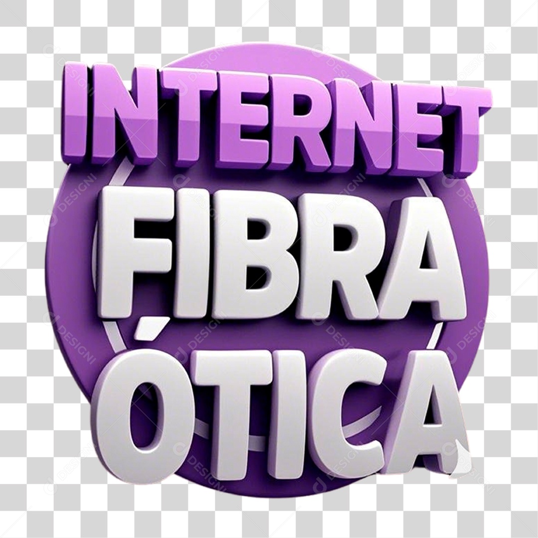 Selo 3D Internet Fibra Ótica PNG Transparente