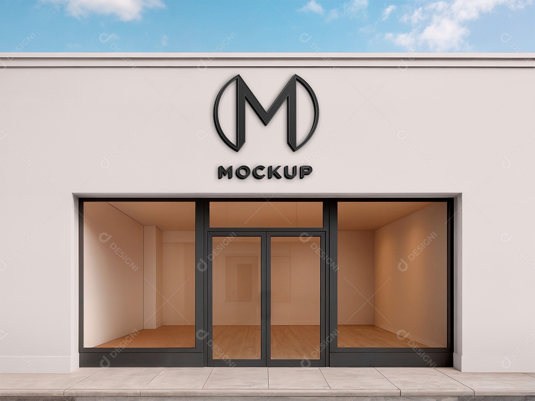 Logo na Fachada de uma Loja Mockup PSD Editável