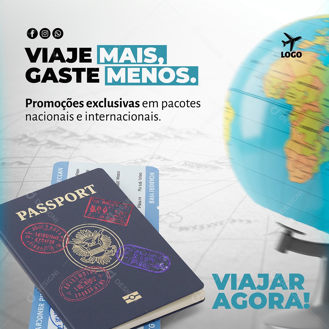 Post Social Media Agência de Viagens Template PSD Editável