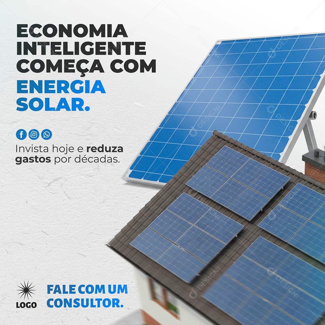 Post Social Media Painéis de Energia Solar Template PSD Editável