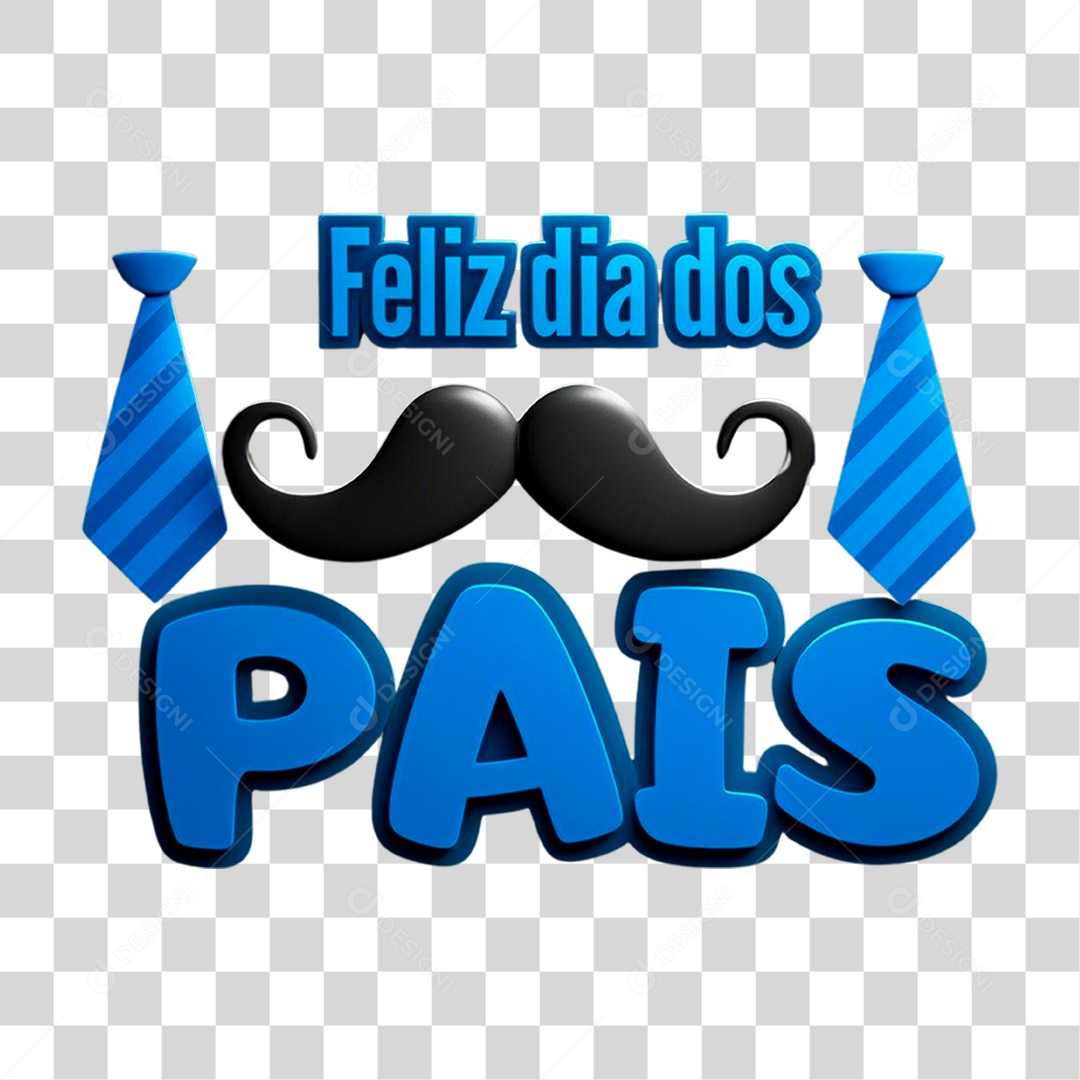 Selo 3D Feliz Dia dos Pais PNG Transparente