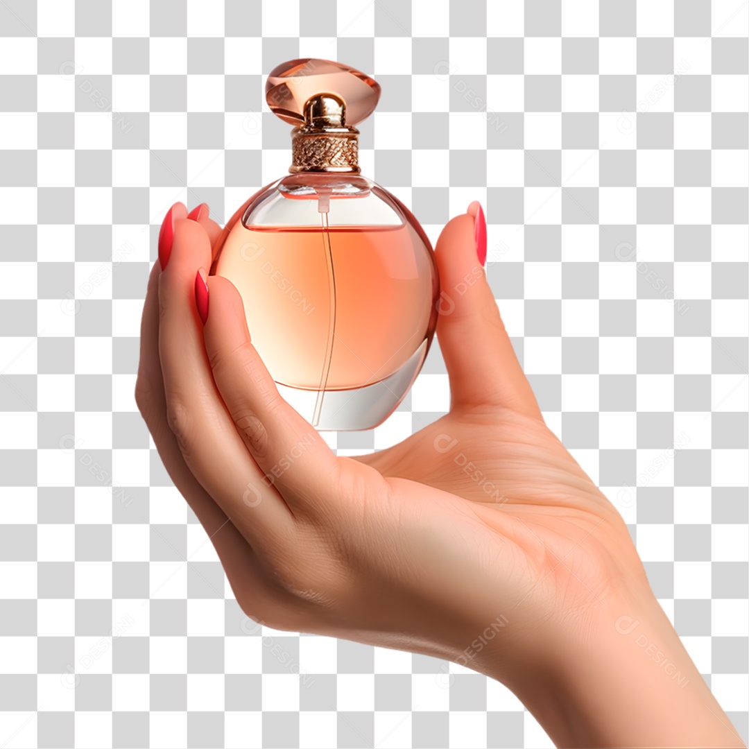 Mão Segurando Perfume PNG Transparente