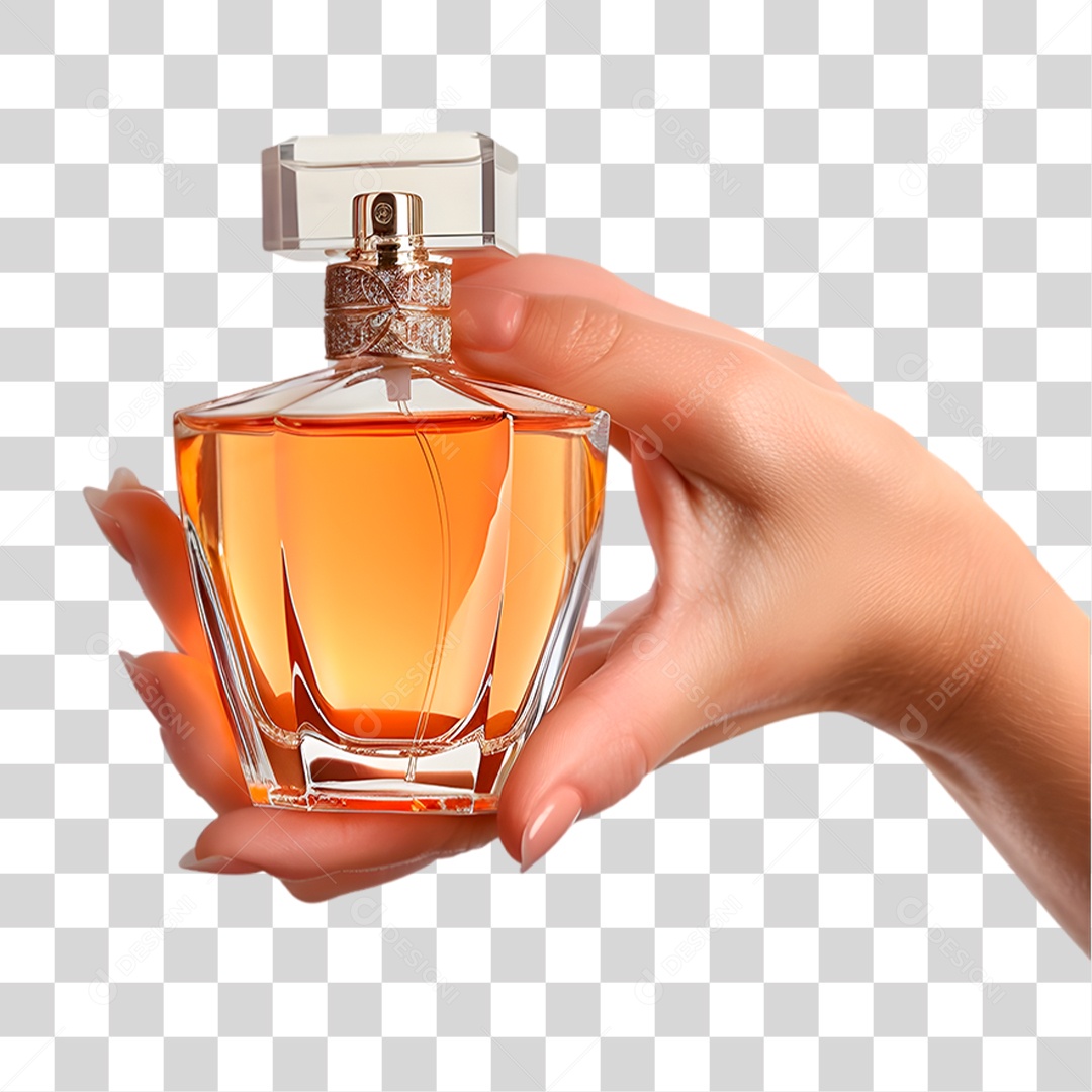 Mão Segurando Perfume PNG Transparente