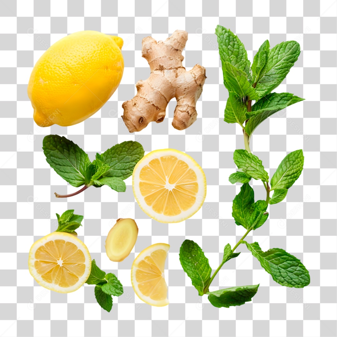 Gengibre com Hortelã PNG Transparente