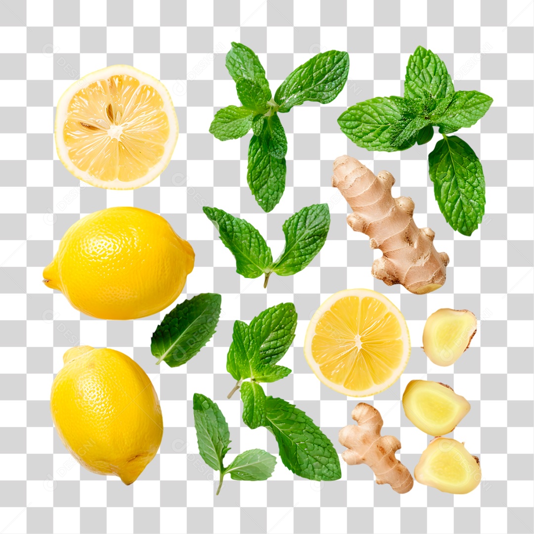 Gengibre com Hortelã PNG Transparente