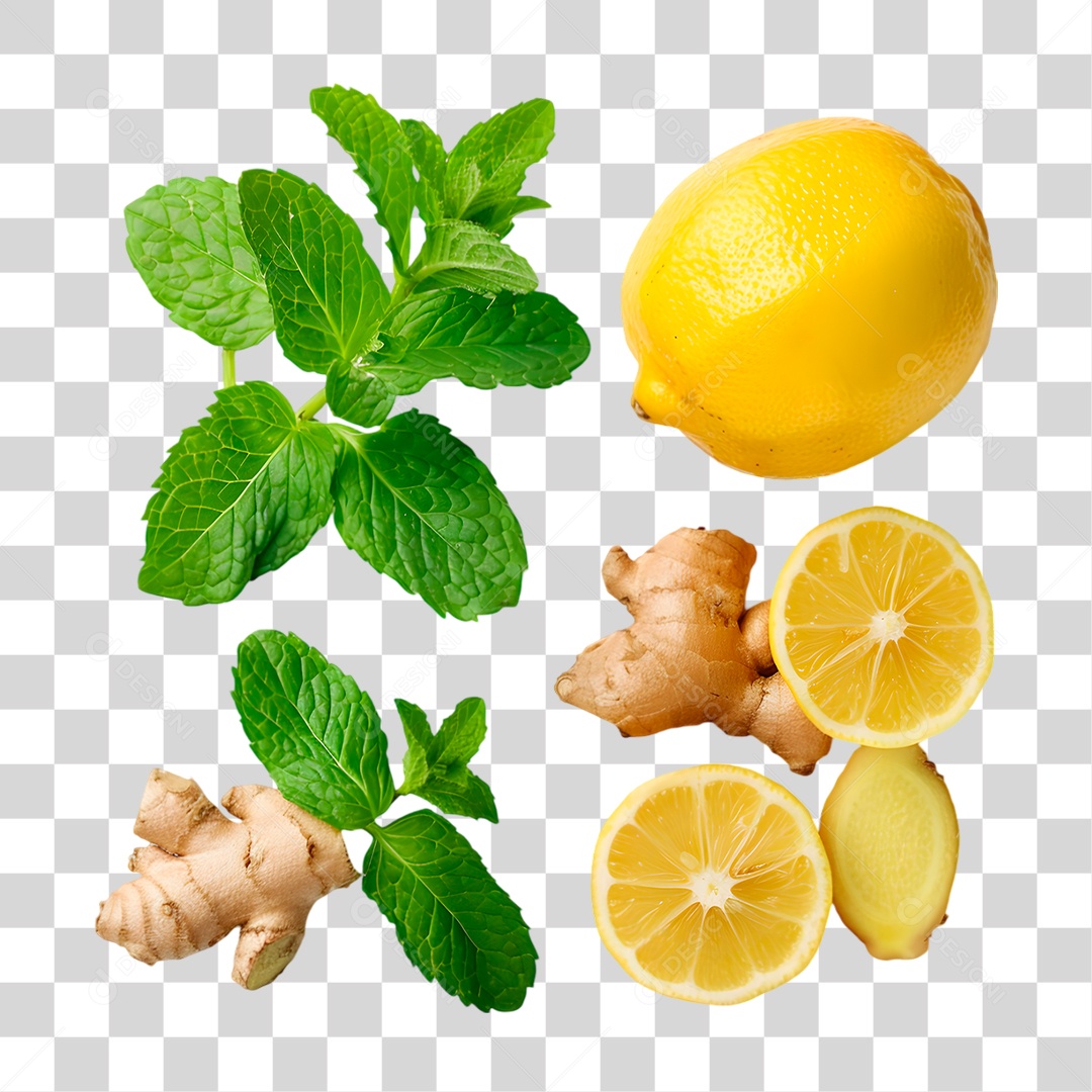 Gengibre com Hortelã PNG Transparente